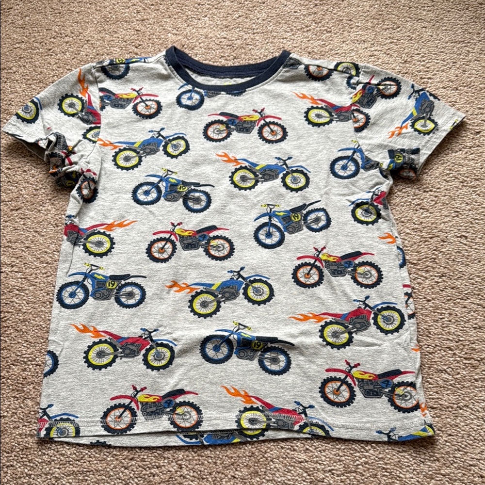 Hatley Kids Dirt Bike Motorcycle Print T-Shirt - Gray, size 7